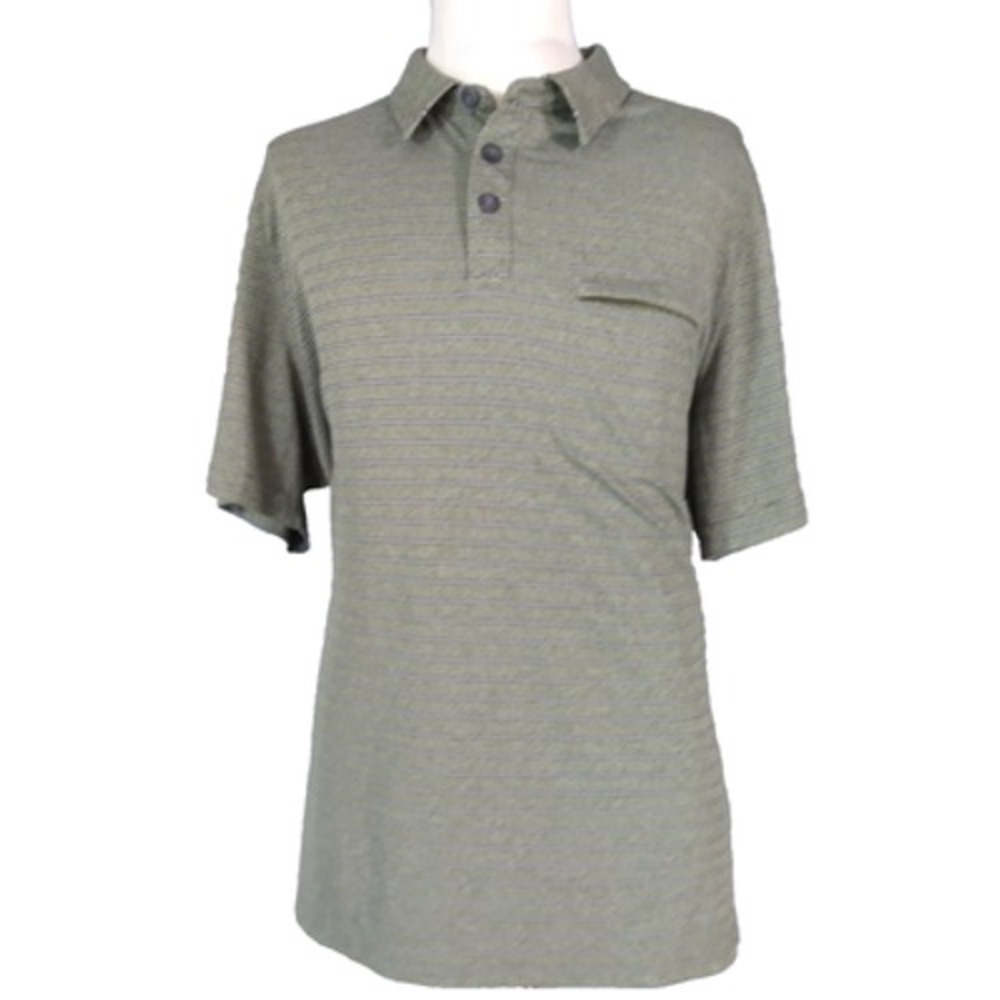 Duluth Polo Shirt Mens XL Gray Striped Security Pocket Short Sleeve Microfiber